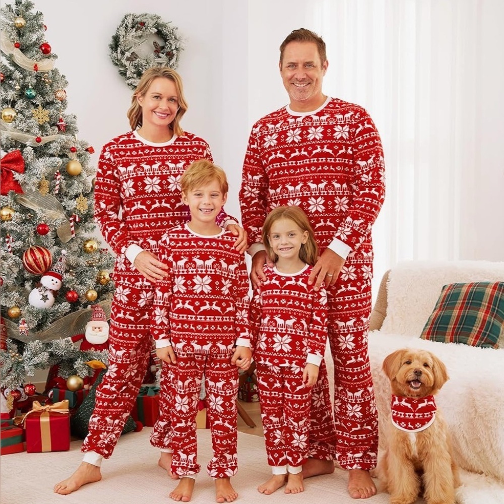 PatPat Festive Red and White Pajama Set
